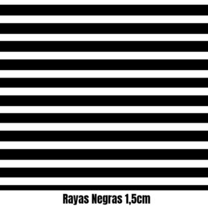 Tela Rayas Negras 1,5 cm - Rayas y Lunares