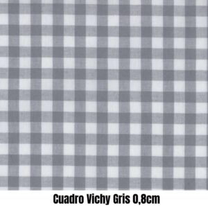 Tela Cuadro Vichy Gris 0,8 cm - Rayas y Lunares